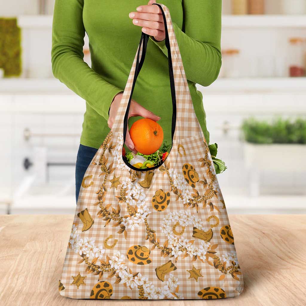 Mokihana Maile Ilima Leis Paniolo Palaka Grocery Bag Hawaiian Kula Spirit - Polynesian Pride