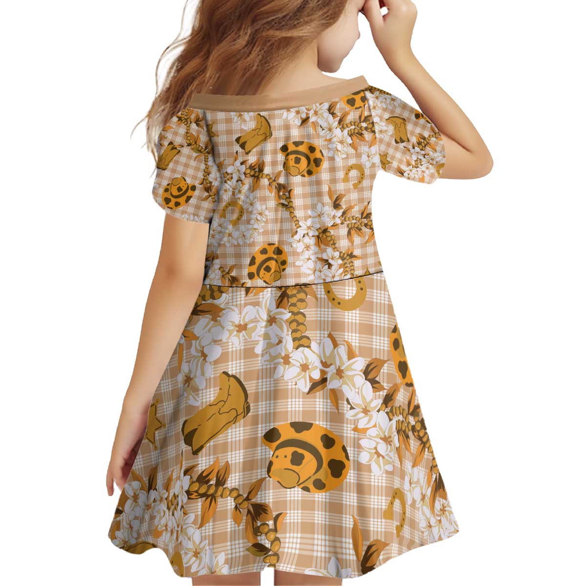 Mokihana Maile Ilima Leis Paniolo Palaka Kid Short Sleeve Dress Hawaiian Kula Spirit - Polynesian Pride