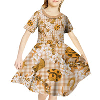 Mokihana Maile Ilima Leis Paniolo Palaka Kid Short Sleeve Dress Hawaiian Kula Spirit - Polynesian Pride