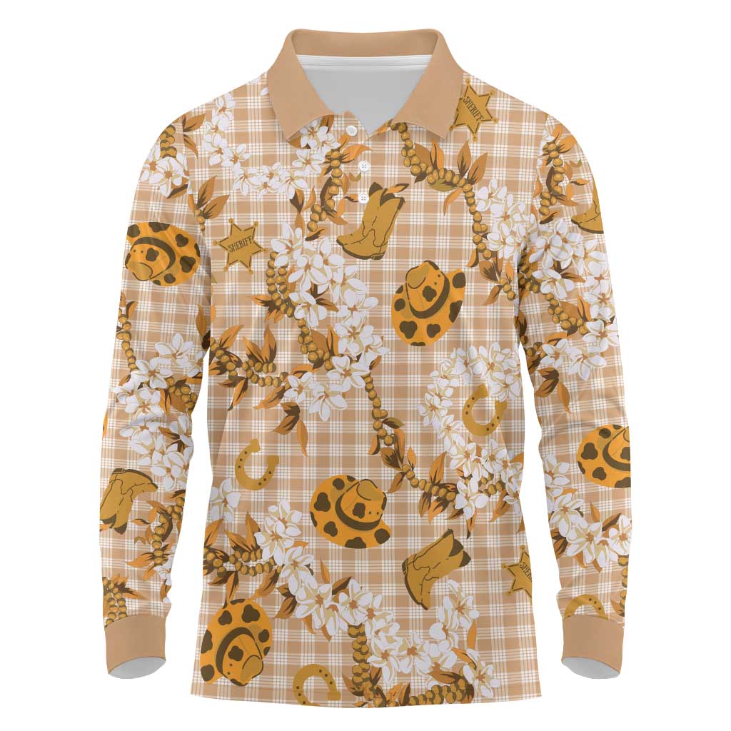 Mokihana Maile Ilima Leis Paniolo Palaka Long Sleeve Polo Shirt Hawaiian Kula Spirit - Polynesian Pride