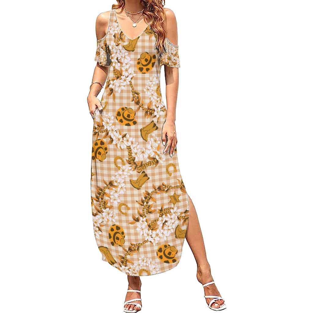 Mokihana Maile Ilima Leis Paniolo Palaka Summer Maxi Dress Hawaiian Kula Spirit - Polynesian Pride