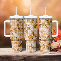 Mokihana Maile Ilima Leis Paniolo Palaka Tumbler With Handle Hawaiian Kula Spirit - Polynesian Pride