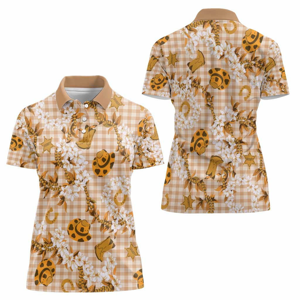 Mokihana Maile Ilima Leis Paniolo Palaka Women Polo Shirt Hawaiian Kula Spirit - Polynesian Pride