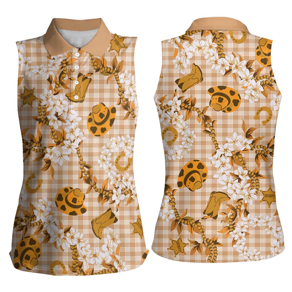 Mokihana Maile Ilima Leis Paniolo Palaka Women Sleeveless Polo Shirt Hawaiian Kula Spirit - Polynesian Pride