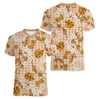 Mokihana Maile Ilima Leis Paniolo Palaka Women V-Neck T-Shirt Hawaiian Kula Spirit - Polynesian Pride