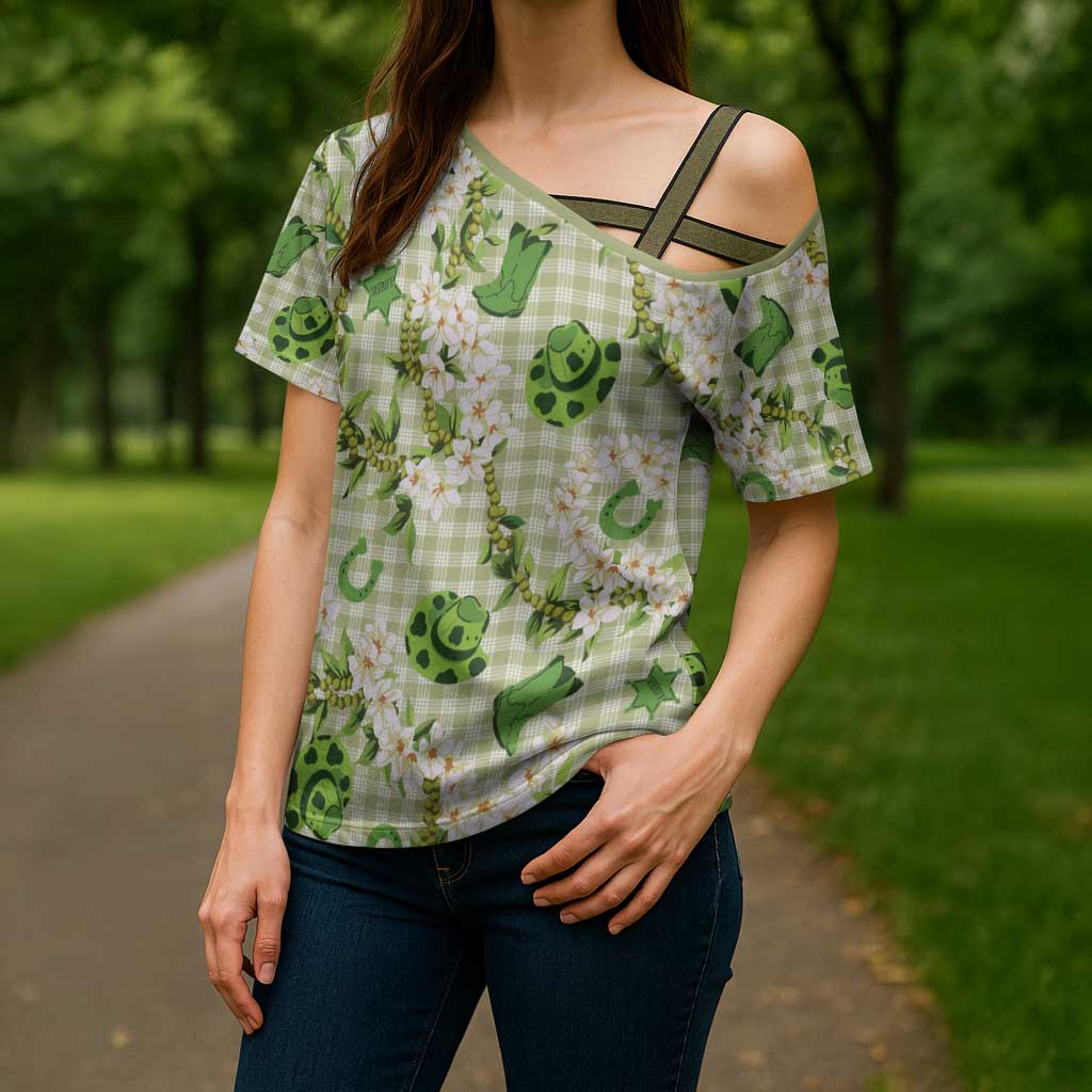 Mokihana Maile Ilima Leis Paniolo Palaka Cross Shoulder Shirt Hawaiian Omaomo Ala Spirit - Polynesian Pride