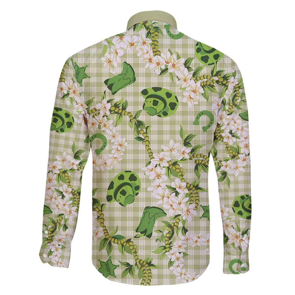 Mokihana Maile Ilima Leis Paniolo Palaka Family Matching Long Sleeve Bodycon Dress and Hawaiian Shirt Hawaiian Omaomo Ala Spirit - Polynesian Pride