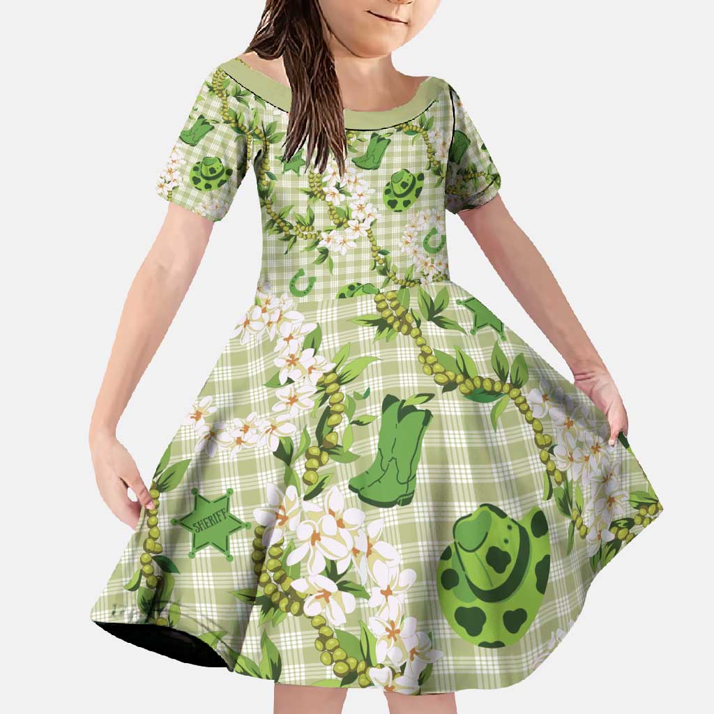 Mokihana Maile Ilima Leis Paniolo Palaka Family Matching Off Shoulder Maxi Dress and Hawaiian Shirt Hawaiian Omaomo Ala Spirit - Polynesian Pride