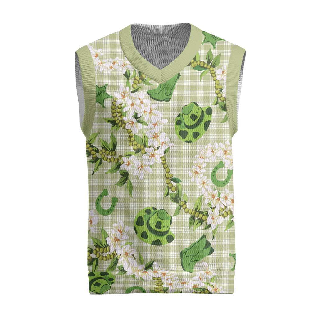 Mokihana Maile Ilima Leis Paniolo Palaka Christmas Knitted V-Neck Vest Hawaiian Omaomo Ala Spirit LT9 Green - Polynesian Pride