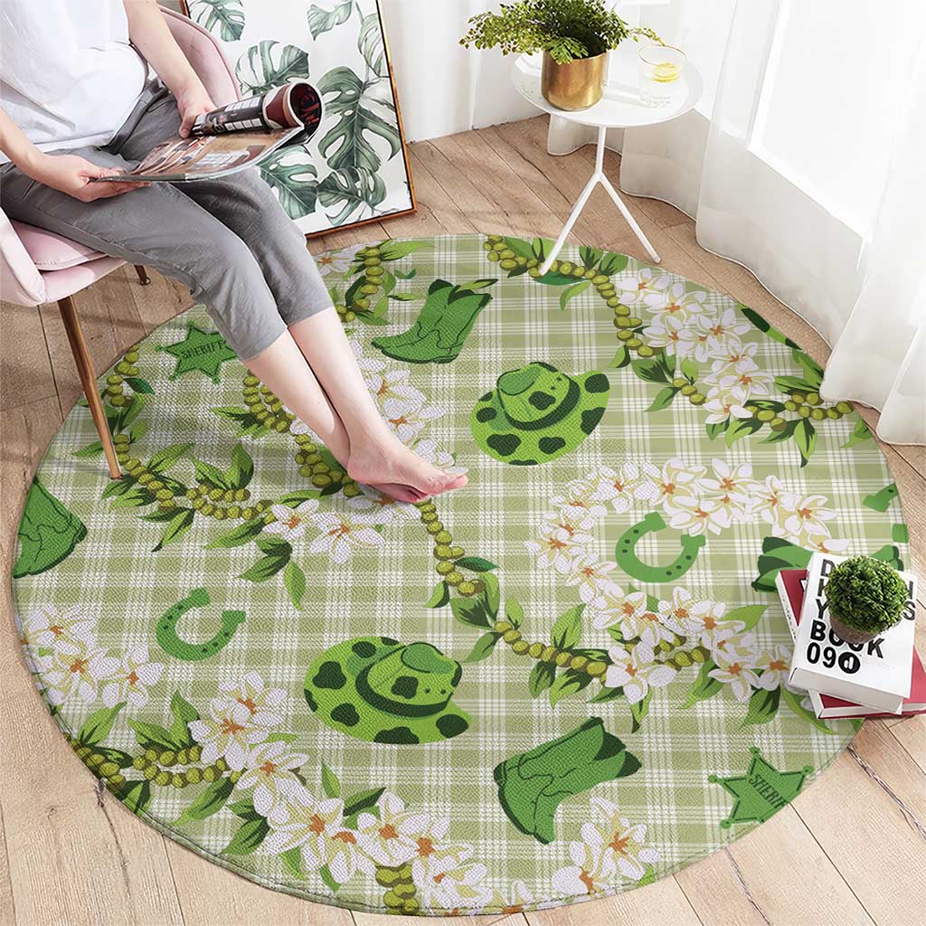 Mokihana Maile Ilima Leis Paniolo Palaka Round Carpet Hawaiian Omaomo Ala Spirit - Polynesian Pride