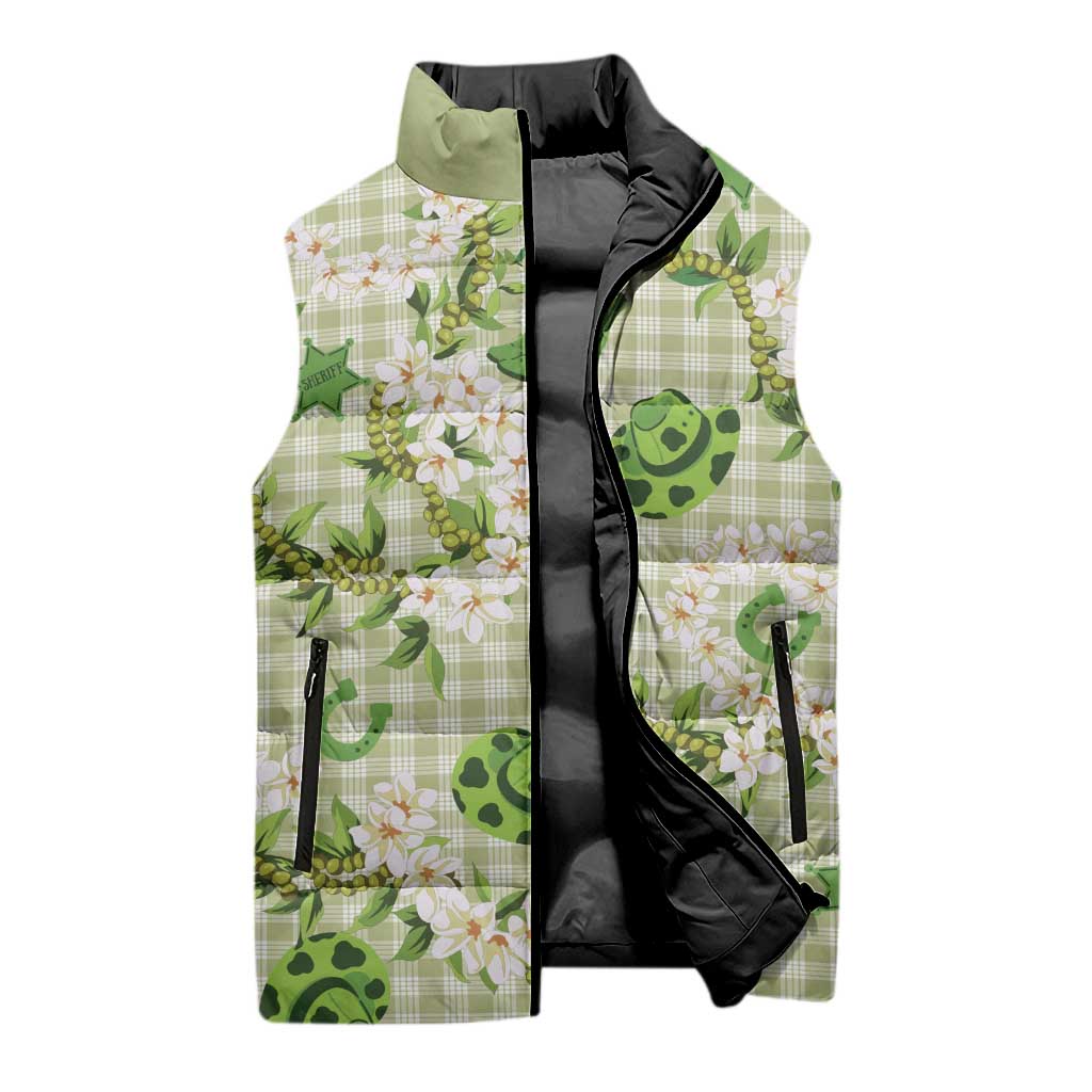 Mokihana Maile Ilima Leis Paniolo Palaka Sleeveless Puffer Jacket Hawaiian Omaomo Ala Spirit - Polynesian Pride