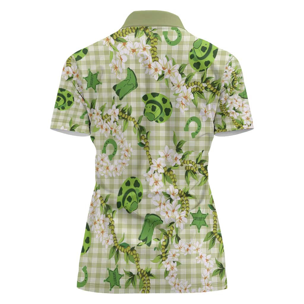 Mokihana Maile Ilima Leis Paniolo Palaka Women Polo Shirt Hawaiian Omaomo Ala Spirit - Polynesian Pride