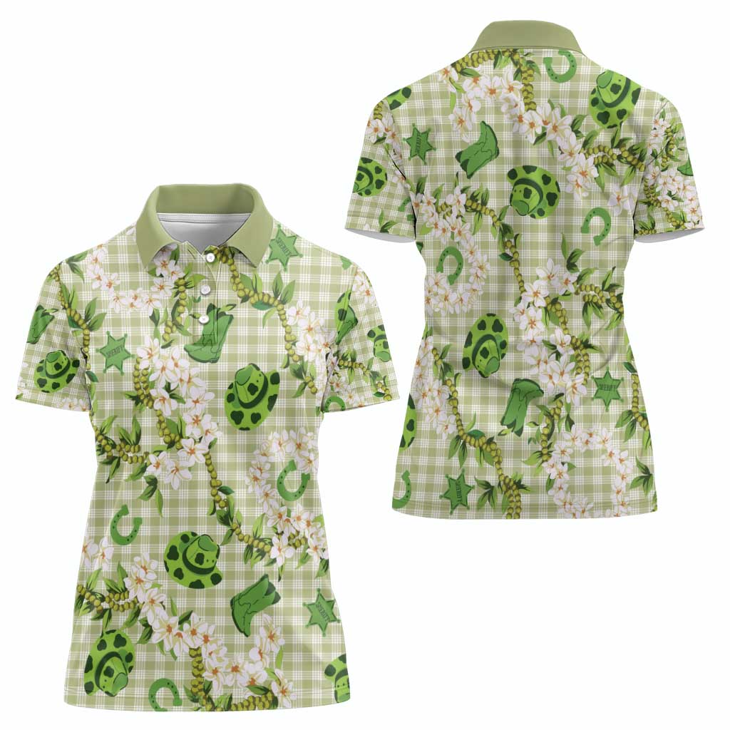 Mokihana Maile Ilima Leis Paniolo Palaka Women Polo Shirt Hawaiian Omaomo Ala Spirit - Polynesian Pride