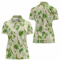 Mokihana Maile Ilima Leis Paniolo Palaka Women Polo Shirt Hawaiian Omaomo Ala Spirit - Polynesian Pride