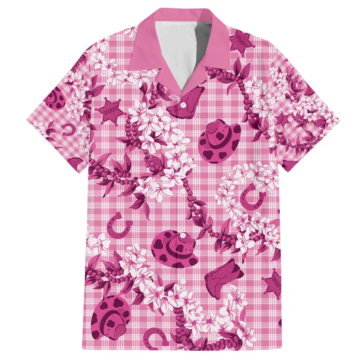 Mokihana Maile Ilima Leis Paniolo Palaka Family Matching Off The Shoulder Long Sleeve Dress and Hawaiian Shirt Hawaiian Omaomo Ulaula Spirit - Polynesian Pride