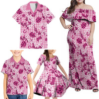 Mokihana Maile Ilima Leis Paniolo Palaka Family Matching Off Shoulder Maxi Dress and Hawaiian Shirt Hawaiian Omaomo Ulaula Spirit LT9 - Polynesian Pride