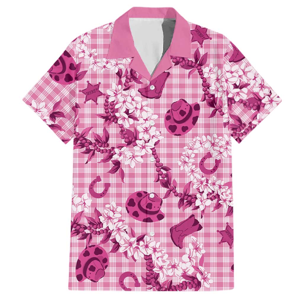Mokihana Maile Ilima Leis Paniolo Palaka Family Matching Off Shoulder Maxi Dress and Hawaiian Shirt Hawaiian Omaomo Ulaula Spirit LT9 Dad's Shirt - Short Sleeve Pink - Polynesian Pride