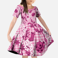 Mokihana Maile Ilima Leis Paniolo Palaka Family Matching Summer Maxi Dress and Hawaiian Shirt Hawaiian Omaomo Ulaula Spirit LT9 Daughter's Dress Pink - Polynesian Pride