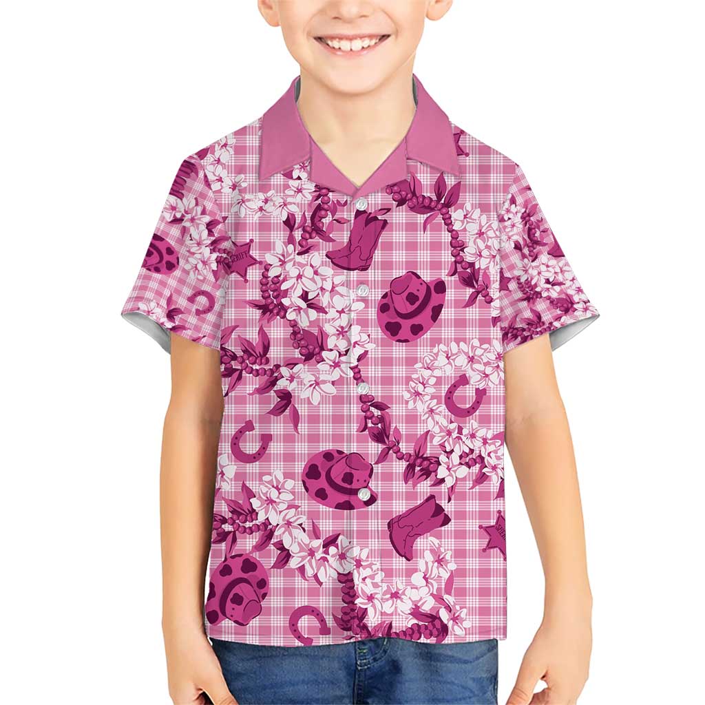 Mokihana Maile Ilima Leis Paniolo Palaka Kid Hawaiian Shirt Hawaiian Omaomo Ulaula Spirit - Polynesian Pride
