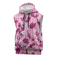 Mokihana Maile Ilima Leis Paniolo Palaka Sleeveless Hoodie Hawaiian Omaomo Ulaula Spirit LT9 Pink - Polynesian Pride