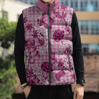 Mokihana Maile Ilima Leis Paniolo Palaka Sleeveless Puffer Jacket Hawaiian Omaomo Ulaula Spirit - Polynesian Pride