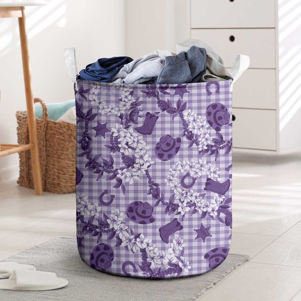 Mokihana Maile Ilima Leis Paniolo Palaka Laundry Basket Hawaiian Poni Spirit - Polynesian Pride