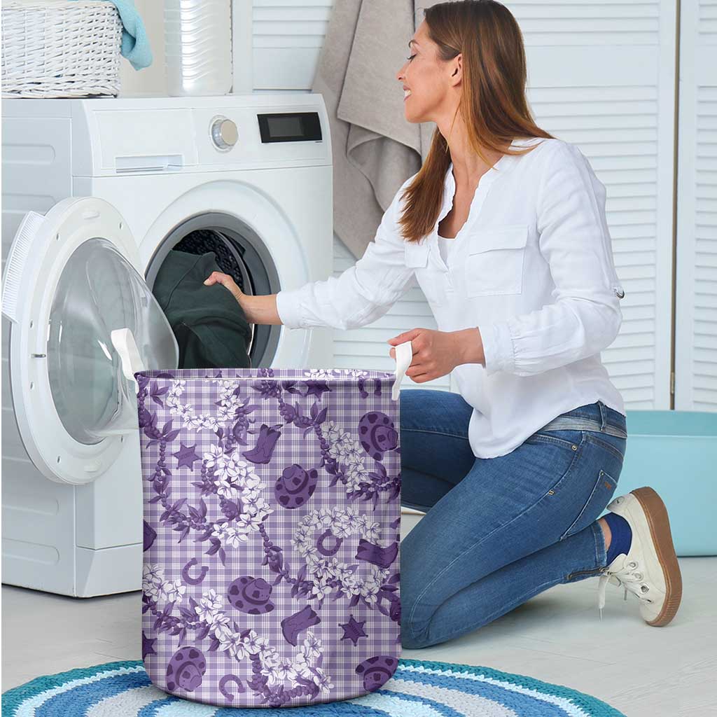 Mokihana Maile Ilima Leis Paniolo Palaka Laundry Basket Hawaiian Poni Spirit - Polynesian Pride