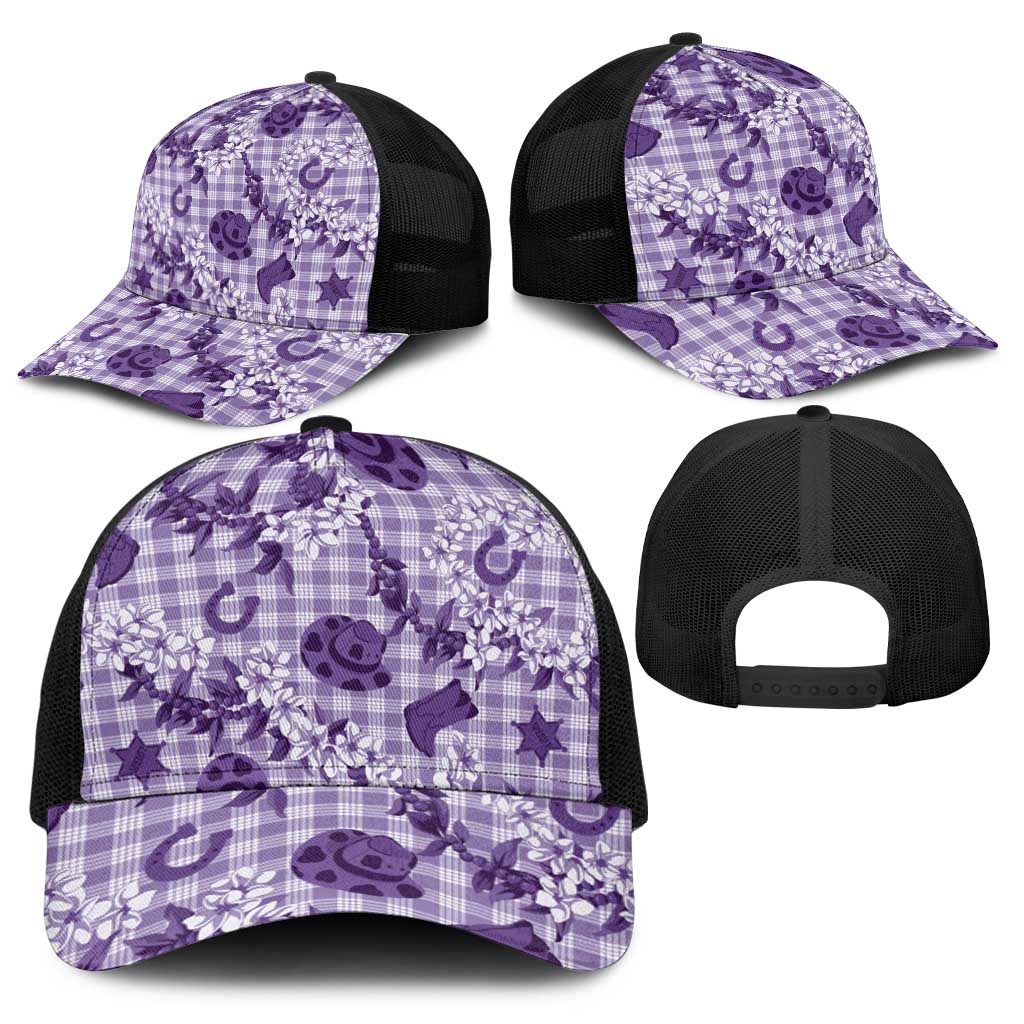 Mokihana Maile Ilima Leis Paniolo Palaka Baseball Net Cap Hawaiian Poni Spirit - Polynesian Pride