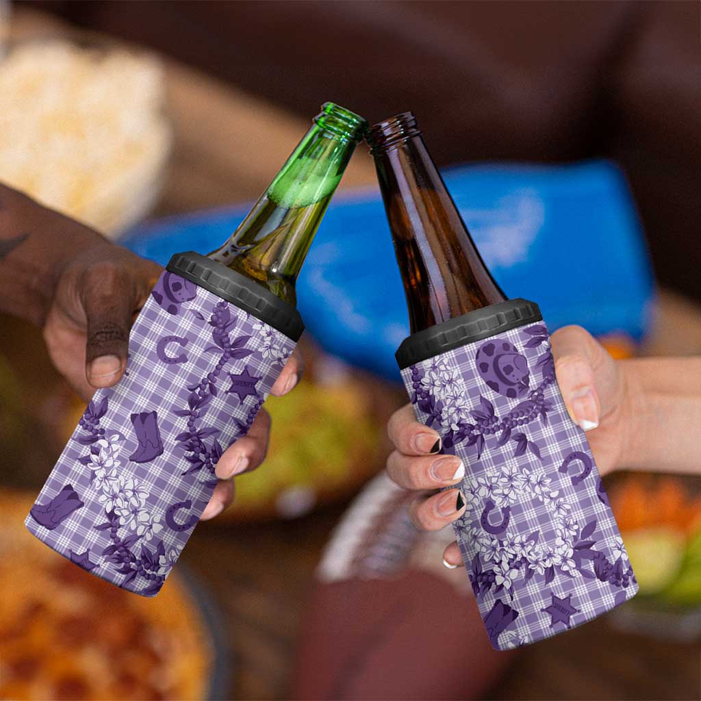 Mokihana Maile Ilima Leis Paniolo Palaka 4 in 1 Can Cooler Tumbler Hawaiian Poni Spirit - Polynesian Pride