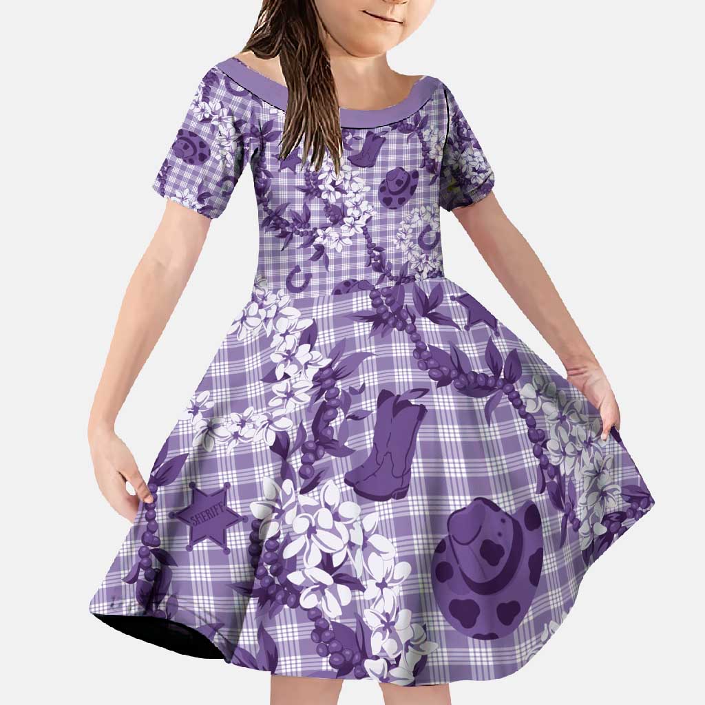 Mokihana Maile Ilima Leis Paniolo Palaka Family Matching Off Shoulder Maxi Dress and Hawaiian Shirt Hawaiian Poni Spirit - Polynesian Pride