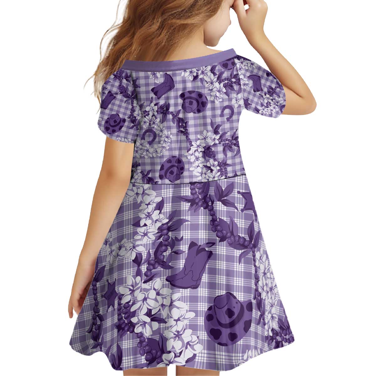 Mokihana Maile Ilima Leis Paniolo Palaka Kid Short Sleeve Dress Hawaiian Poni Spirit - Polynesian Pride