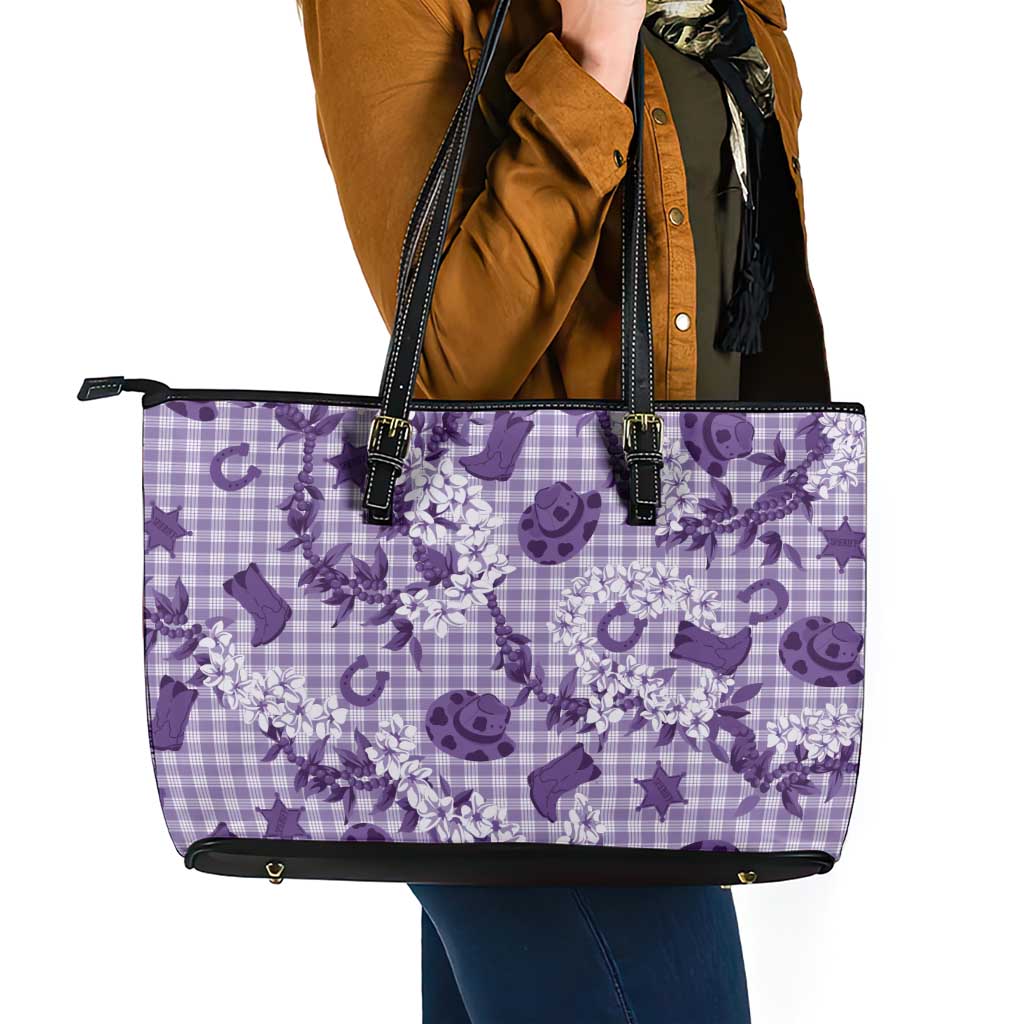 Mokihana Maile Ilima Leis Paniolo Palaka Leather Tote Bag Hawaiian Poni Spirit - Polynesian Pride