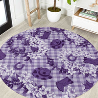 Mokihana Maile Ilima Leis Paniolo Palaka Round Carpet Hawaiian Poni Spirit - Polynesian Pride