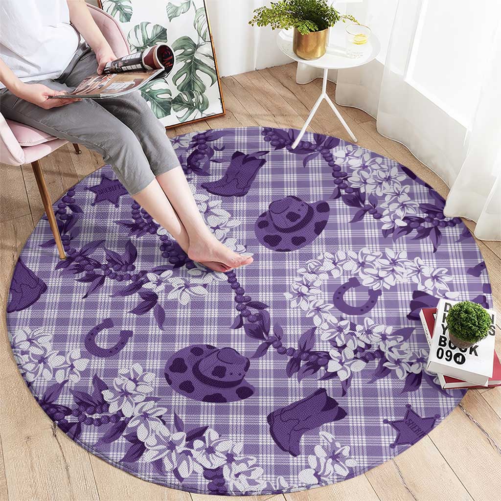 Mokihana Maile Ilima Leis Paniolo Palaka Round Carpet Hawaiian Poni Spirit - Polynesian Pride