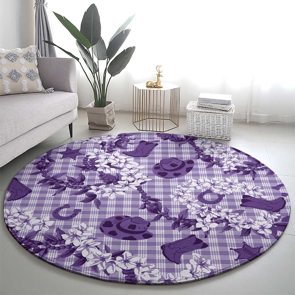 Mokihana Maile Ilima Leis Paniolo Palaka Round Carpet Hawaiian Poni Spirit - Polynesian Pride