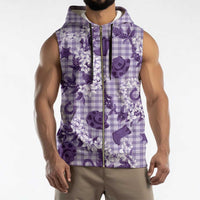 Mokihana Maile Ilima Leis Paniolo Palaka Sleeveless Zip Hoodie Hawaiian Poni Spirit - Polynesian Pride