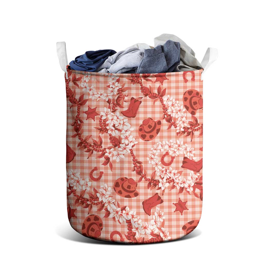 Mokihana Maile Ilima Leis Paniolo Palaka Laundry Basket Hawaiian Ulaula Spirit - Polynesian Pride