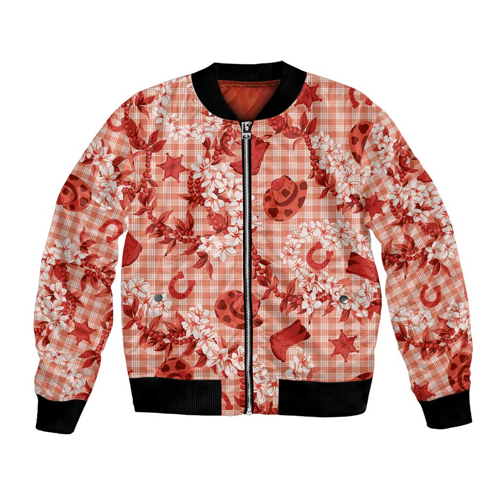 Mokihana Maile Ilima Leis Paniolo Palaka Bomber Jacket Hawaiian Ulaula Spirit - Polynesian Pride