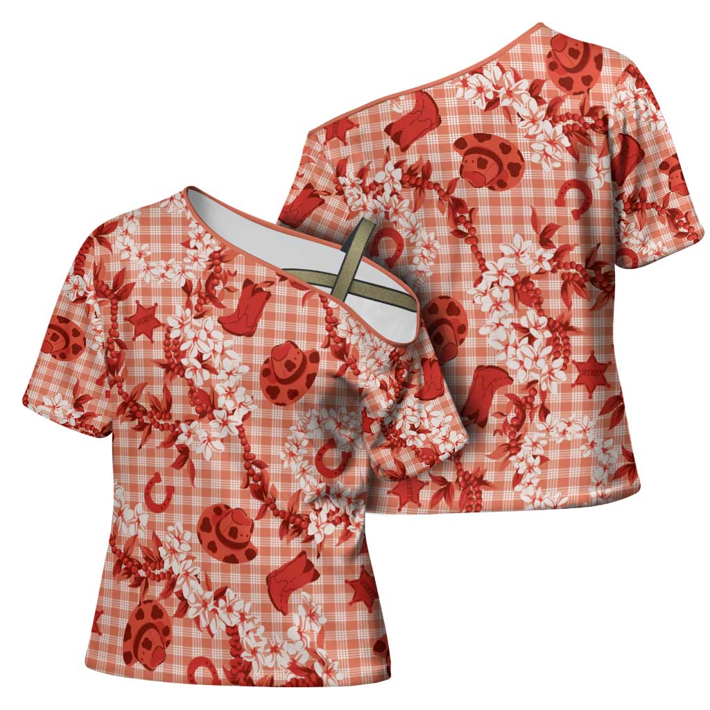 Mokihana Maile Ilima Leis Paniolo Palaka Cross Shoulder Shirt Hawaiian Ulaula Spirit - Polynesian Pride