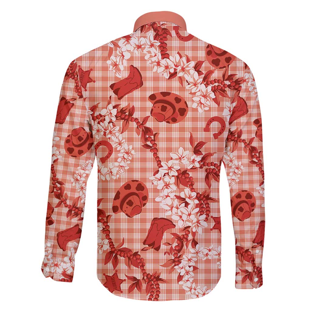 Mokihana Maile Ilima Leis Paniolo Palaka Family Matching Long Sleeve Bodycon Dress and Hawaiian Shirt Hawaiian Ulaula Spirit - Polynesian Pride