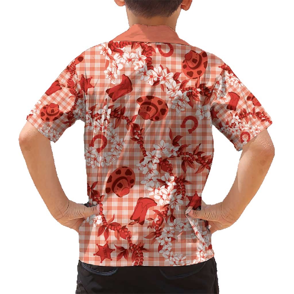 Mokihana Maile Ilima Leis Paniolo Palaka Family Matching Short Sleeve Bodycon Dress and Hawaiian Shirt Hawaiian Ulaula Spirit - Polynesian Pride