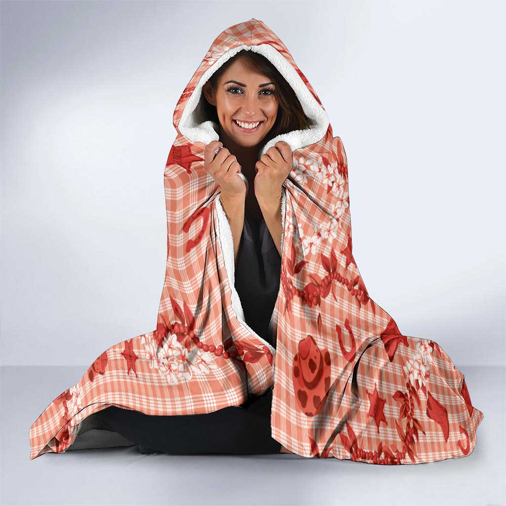 Mokihana Maile Ilima Leis Paniolo Palaka Hooded Blanket Hawaiian Ulaula Spirit - Polynesian Pride