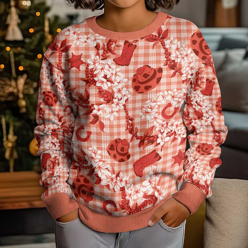 Mokihana Maile Ilima Leis Paniolo Palaka Kid Ugly Christmas Sweater Hawaiian Ulaula Spirit - Polynesian Pride