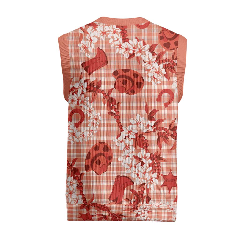 Mokihana Maile Ilima Leis Paniolo Palaka Christmas Knitted V-Neck Vest Hawaiian Ulaula Spirit LT9 - Polynesian Pride