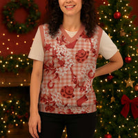 Mokihana Maile Ilima Leis Paniolo Palaka Christmas Knitted V-Neck Vest Hawaiian Ulaula Spirit LT9 - Polynesian Pride