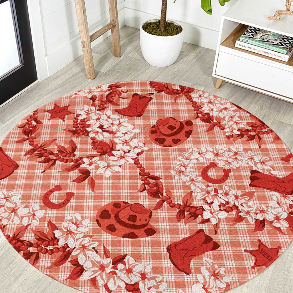 Mokihana Maile Ilima Leis Paniolo Palaka Round Carpet Hawaiian Ulaula Spirit - Polynesian Pride