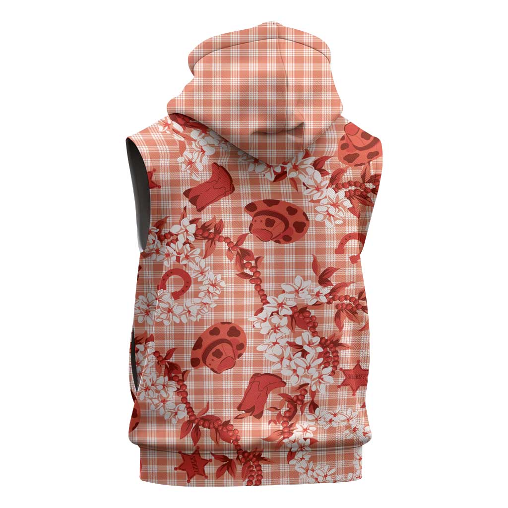 Mokihana Maile Ilima Leis Paniolo Palaka Sleeveless Zip Hoodie Hawaiian Ulaula Spirit - Polynesian Pride