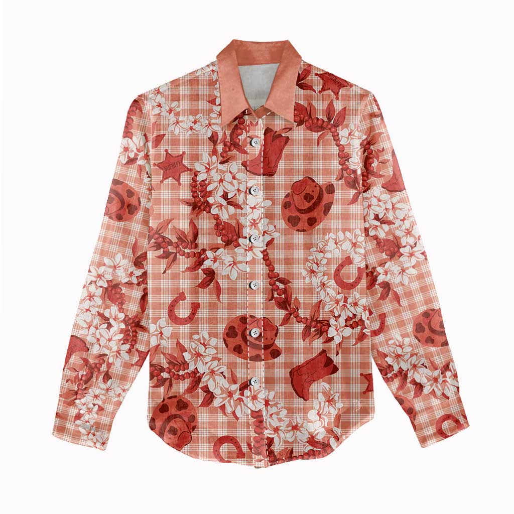 Mokihana Maile Ilima Leis Paniolo Palaka Women Casual Shirt Hawaiian Ulaula Spirit - Polynesian Pride