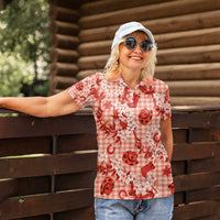 Mokihana Maile Ilima Leis Paniolo Palaka Women Polo Shirt Hawaiian Ulaula Spirit - Polynesian Pride