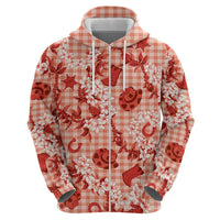 Mokihana Maile Ilima Leis Paniolo Palaka Zip Hoodie Hawaiian Ulaula Spirit - Polynesian Pride